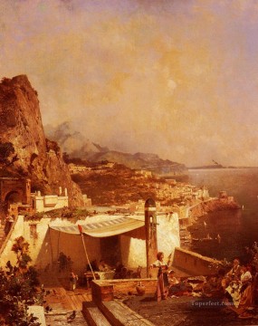 Franz Richard Unterberger Painting - Amalfi Golfe De Salerne scenery Franz Richard Unterberger